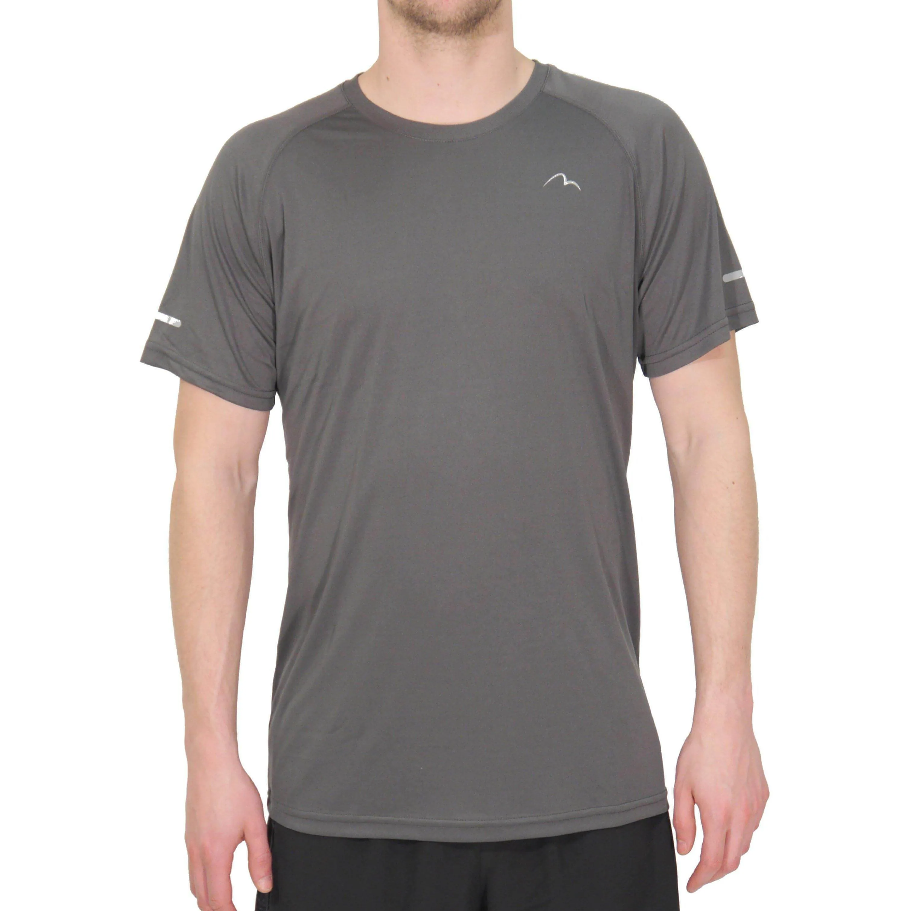 More Mile Tempest Cool Mens Short Sleeve Running Top - Grey Wrinkle Resistant Cloth