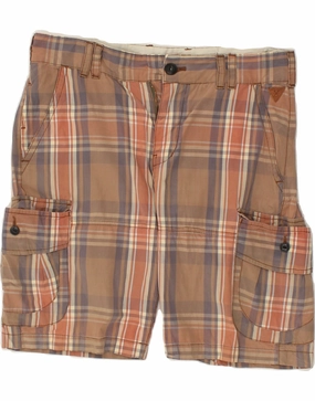 Sleek Style Simple Cut PEPE JEANS Mens Cargo Shorts W31 Medium Brown Check Cotton