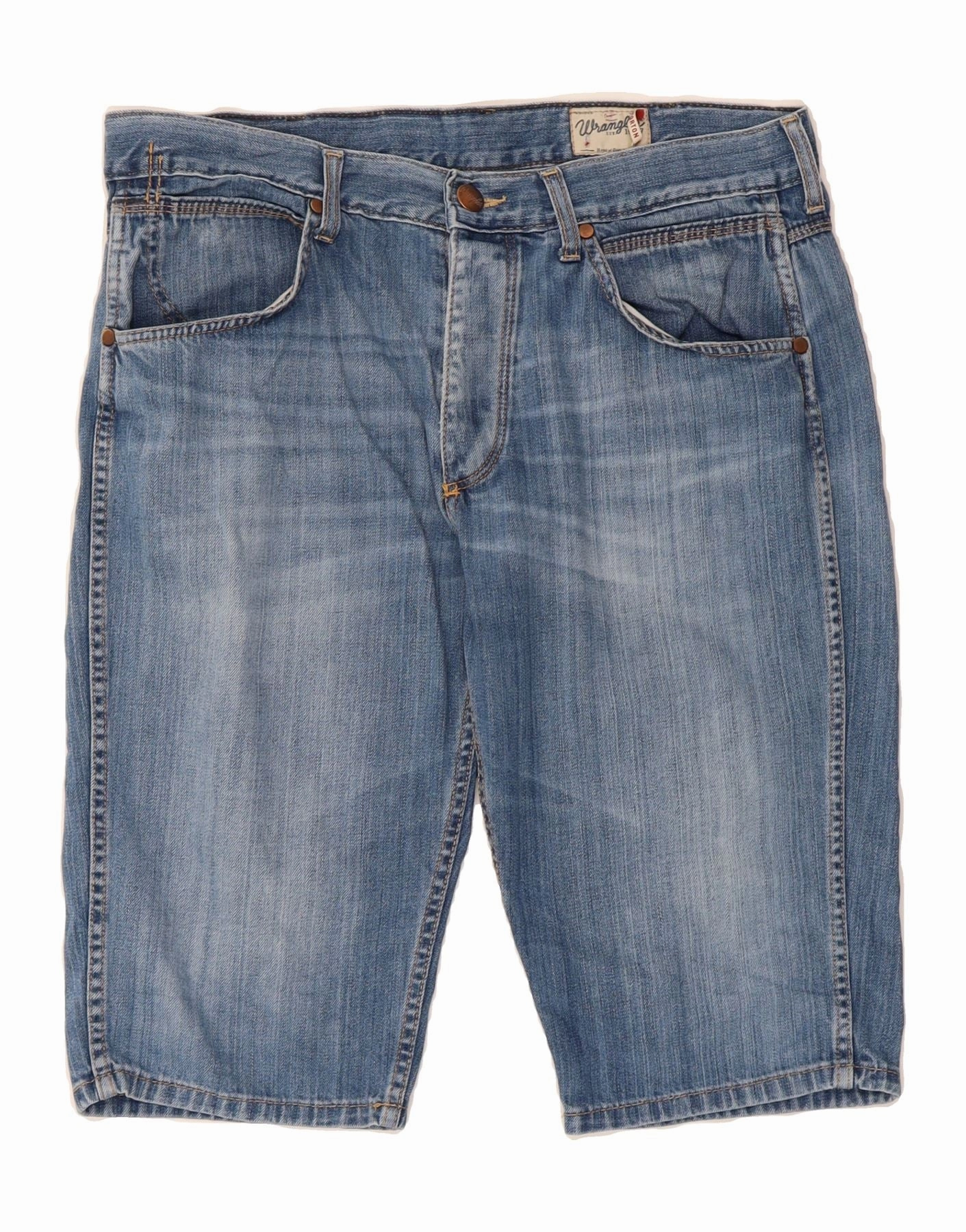 Earth Tones Temperature Regulating Material WRANGLER Mens Denim Shorts W36 Large  Blue