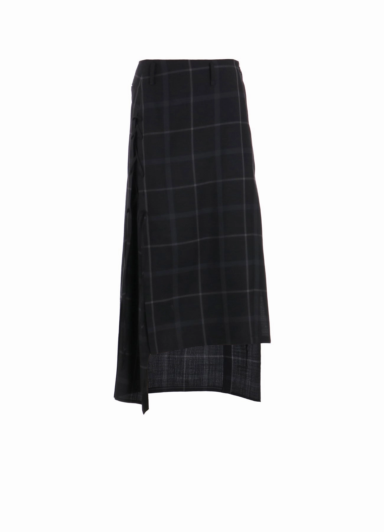 Stretch Ready Flattering Fit PLAID LACE-UP LONG SKIRT