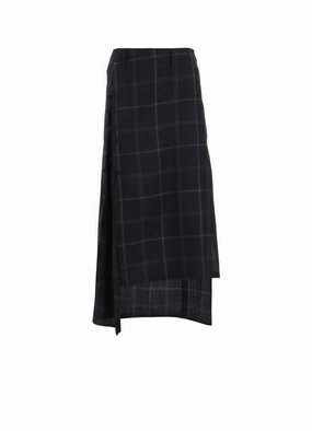 Stretch Ready Flattering Fit PLAID LACE-UP LONG SKIRT