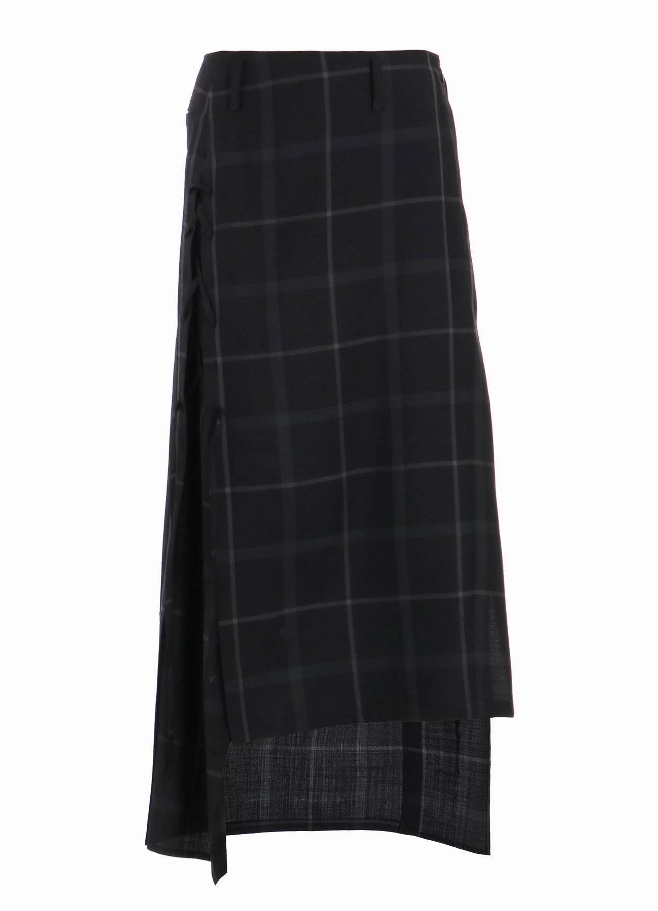 Warm design Workout-ready PLAID LACE-UP LONG SKIRT