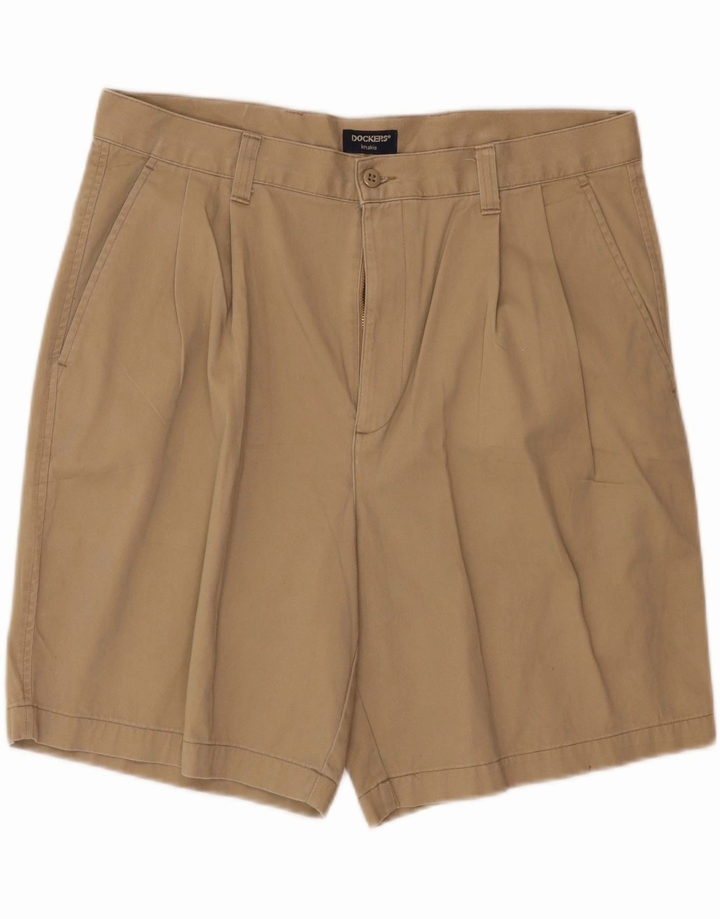 DOCKERS Mens Khakis Pegged Chino Shorts W38 XL Beige Cotton Outdoor Activity High-End Quality