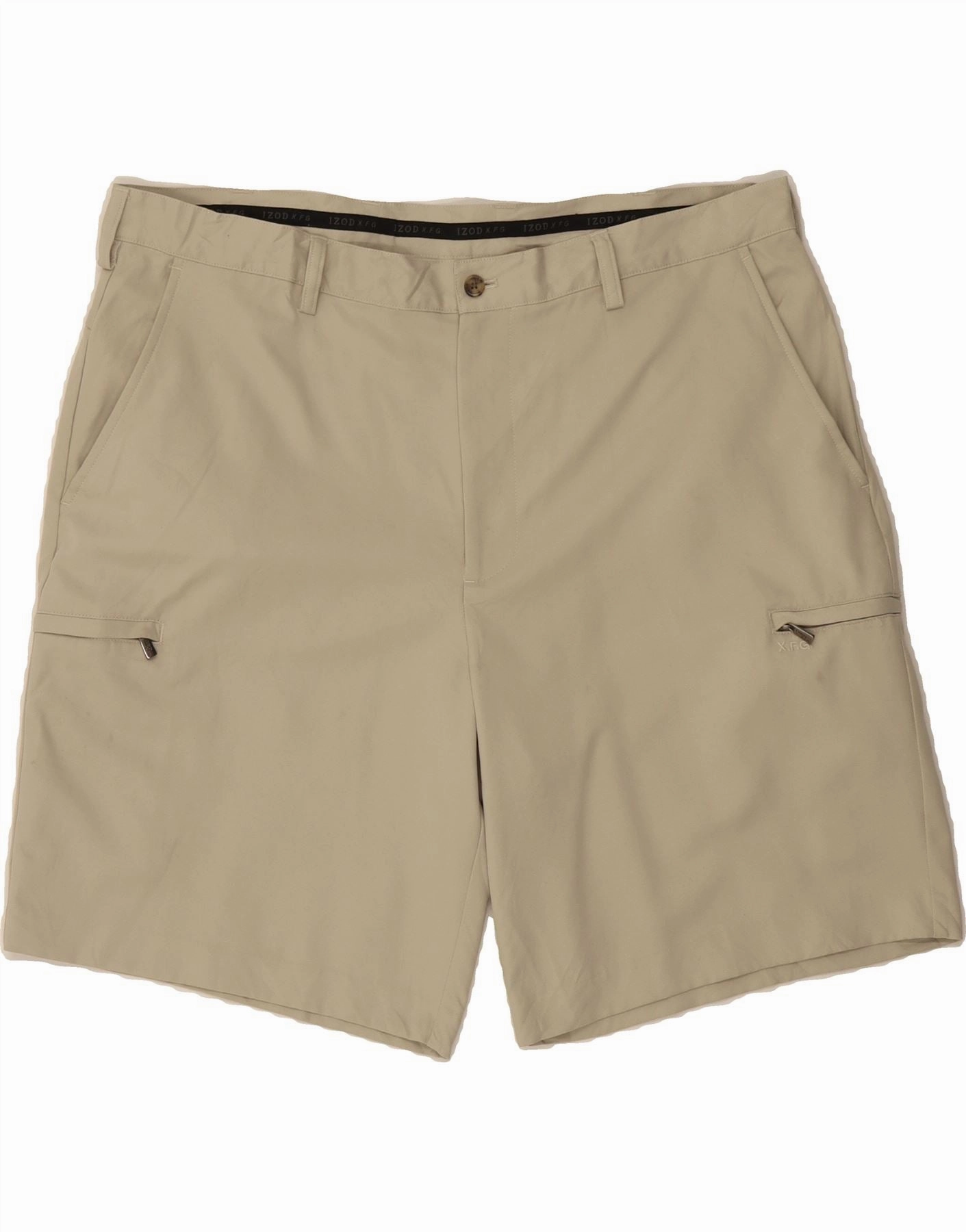 IZOD Mens Cargo Shorts W40 XL Beige rhinestone accents Sport Motion