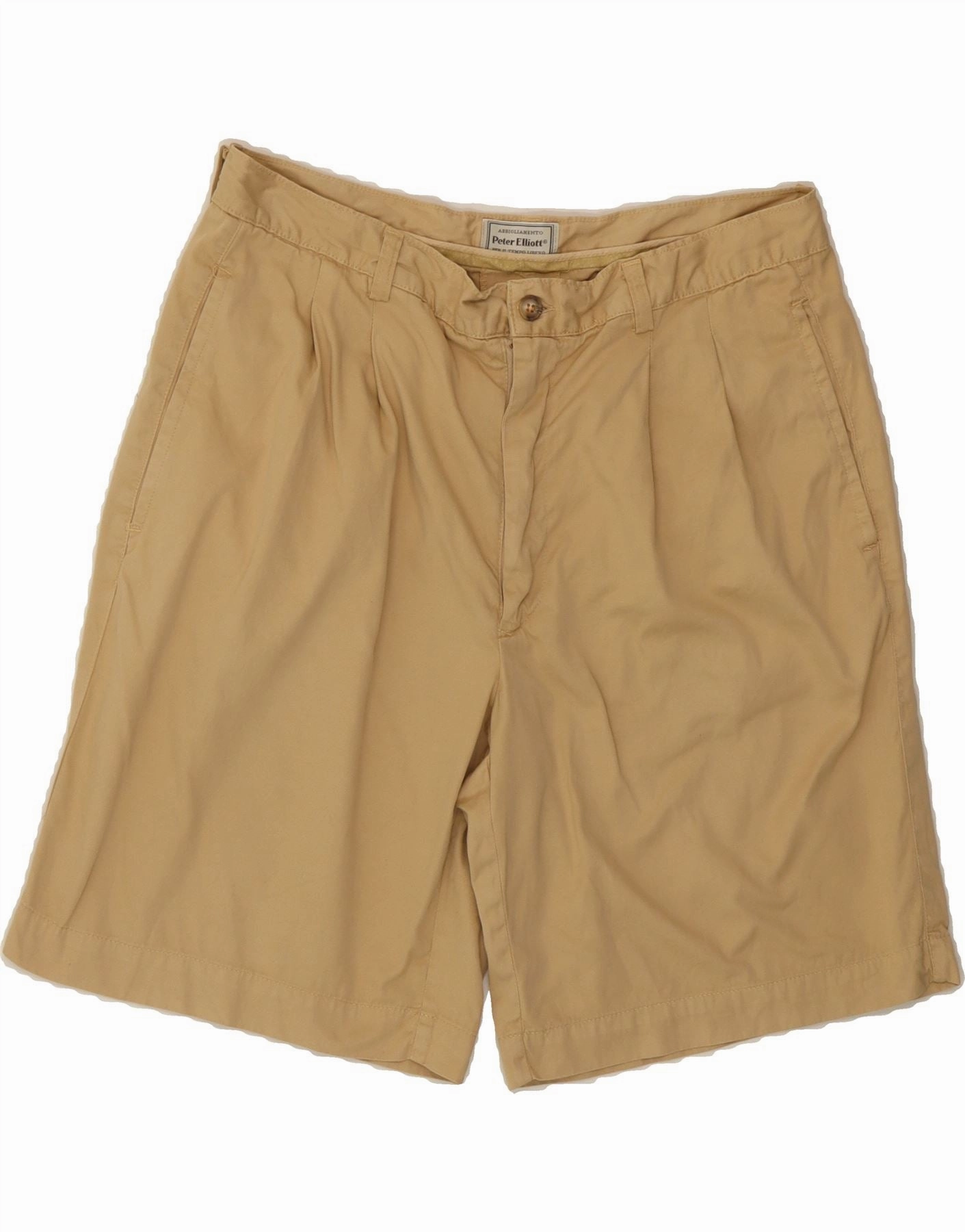 Freedom Fit Athletic Cut PETER ELLIOT Mens Chino Shorts IT 50 Large W34 Beige Cotton