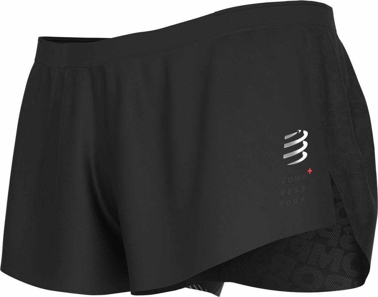 Compressport Racing Mens Split Running Shorts - Black neon colors