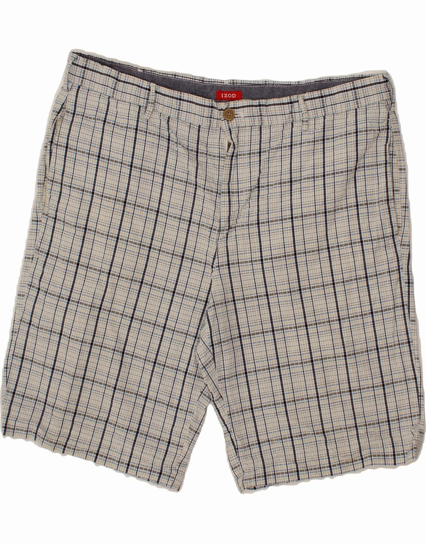 Urban Flex IZOD Mens Chino Shorts W40 XL Grey Check Cotton