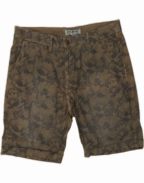 PETROL INDUSTRIES Mens Denim Shorts XL W38 Khaki Floral MoistureWickingLining