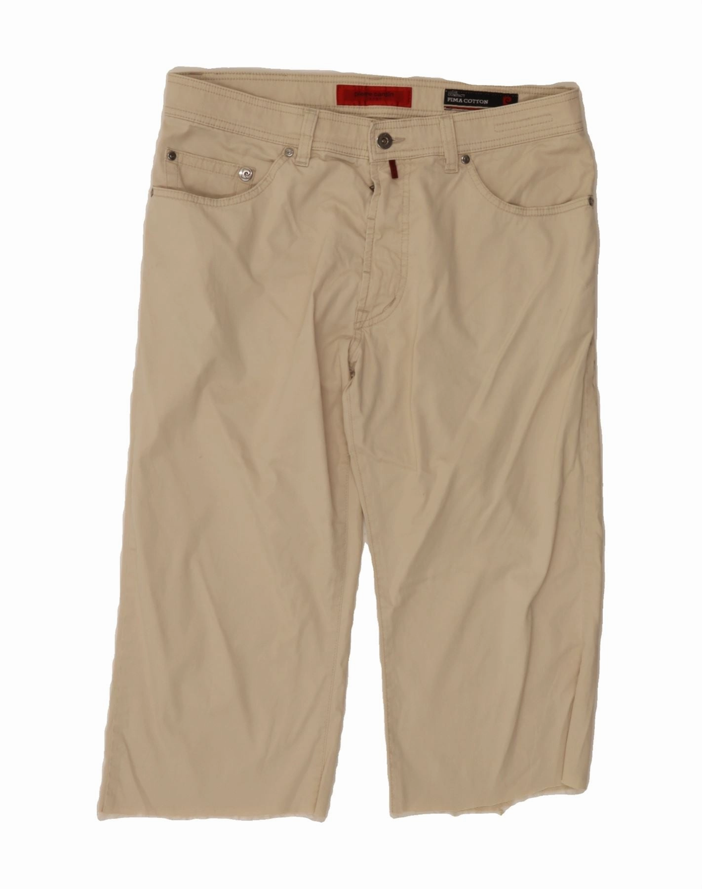 PIERRE CARDIN Mens Bermuda Shorts W34 L19 Beige Cotton Elastic Waistband Design