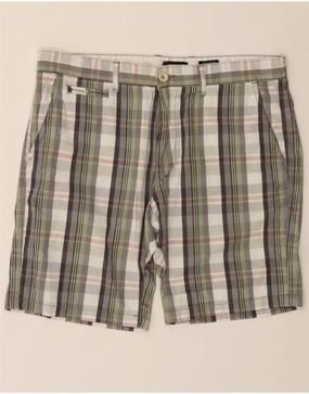 Low Profile Closure System PIERRE CARDIN Mens Regular Fit Chino Shorts Medium Grey Check Cotton