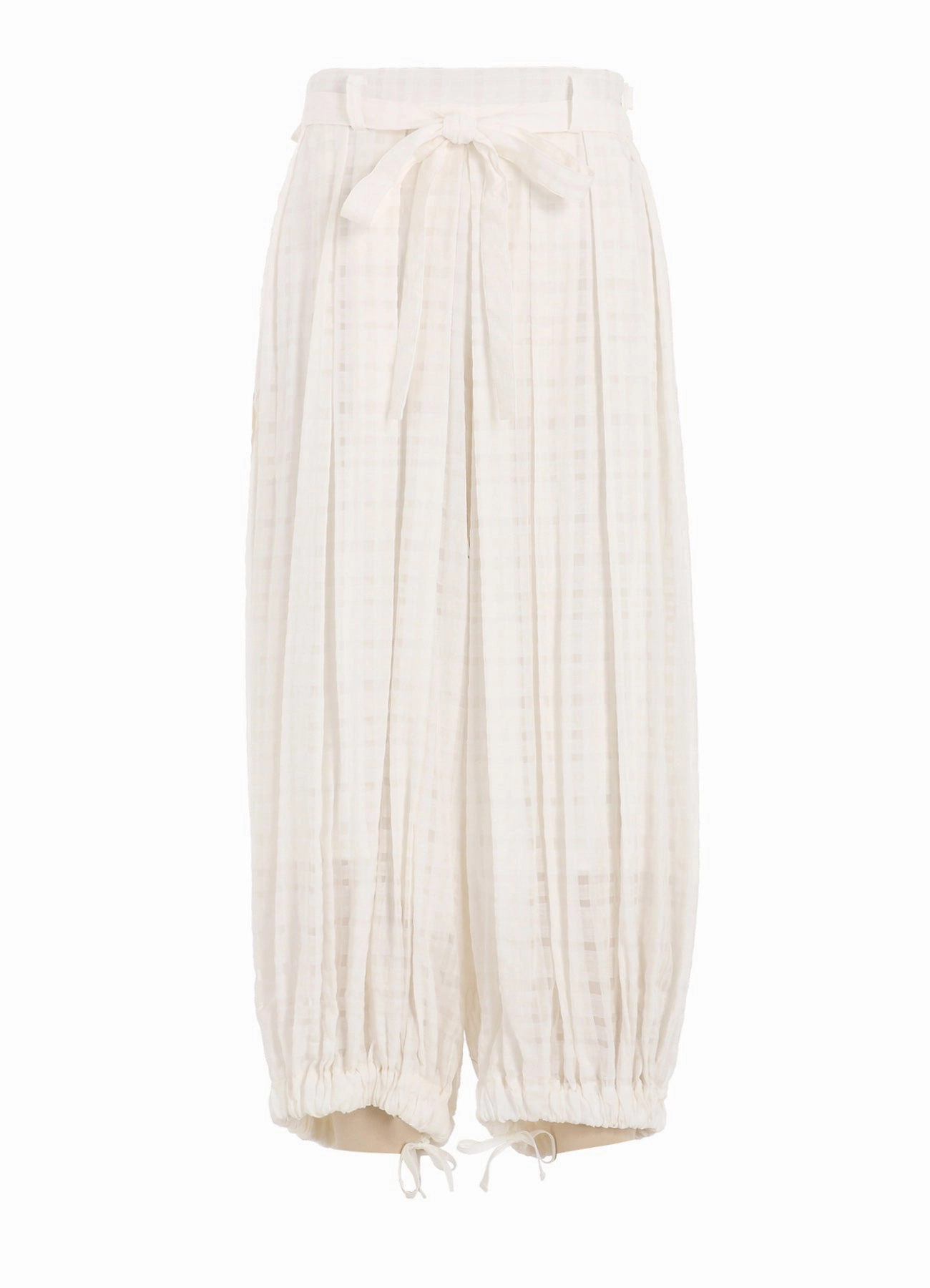 PLAID TUCKED PANTS Ripped design