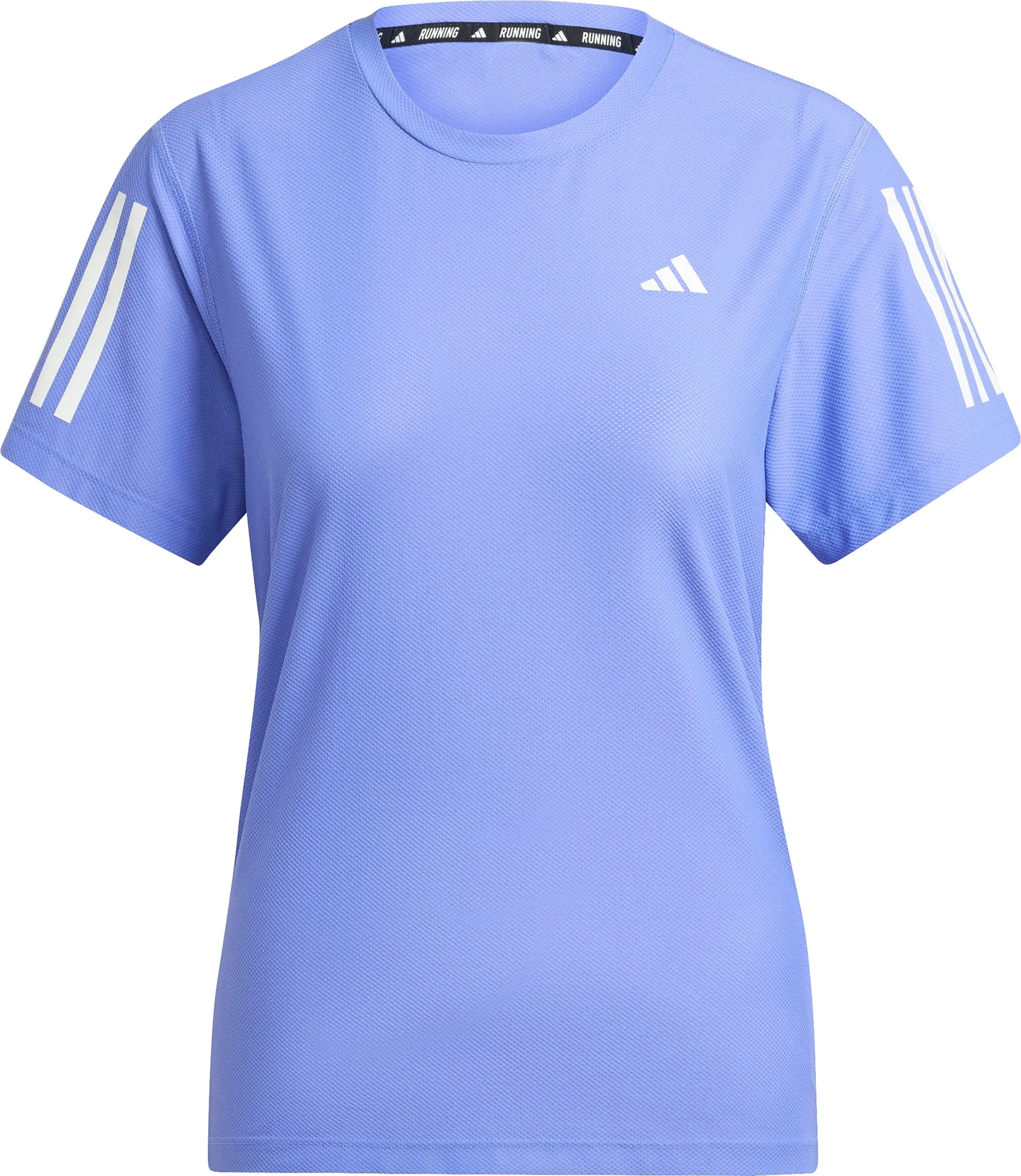 athletic style MoistureWickingFabric adidas Own The Run Short Sleeve Womens Running Top - Blue
