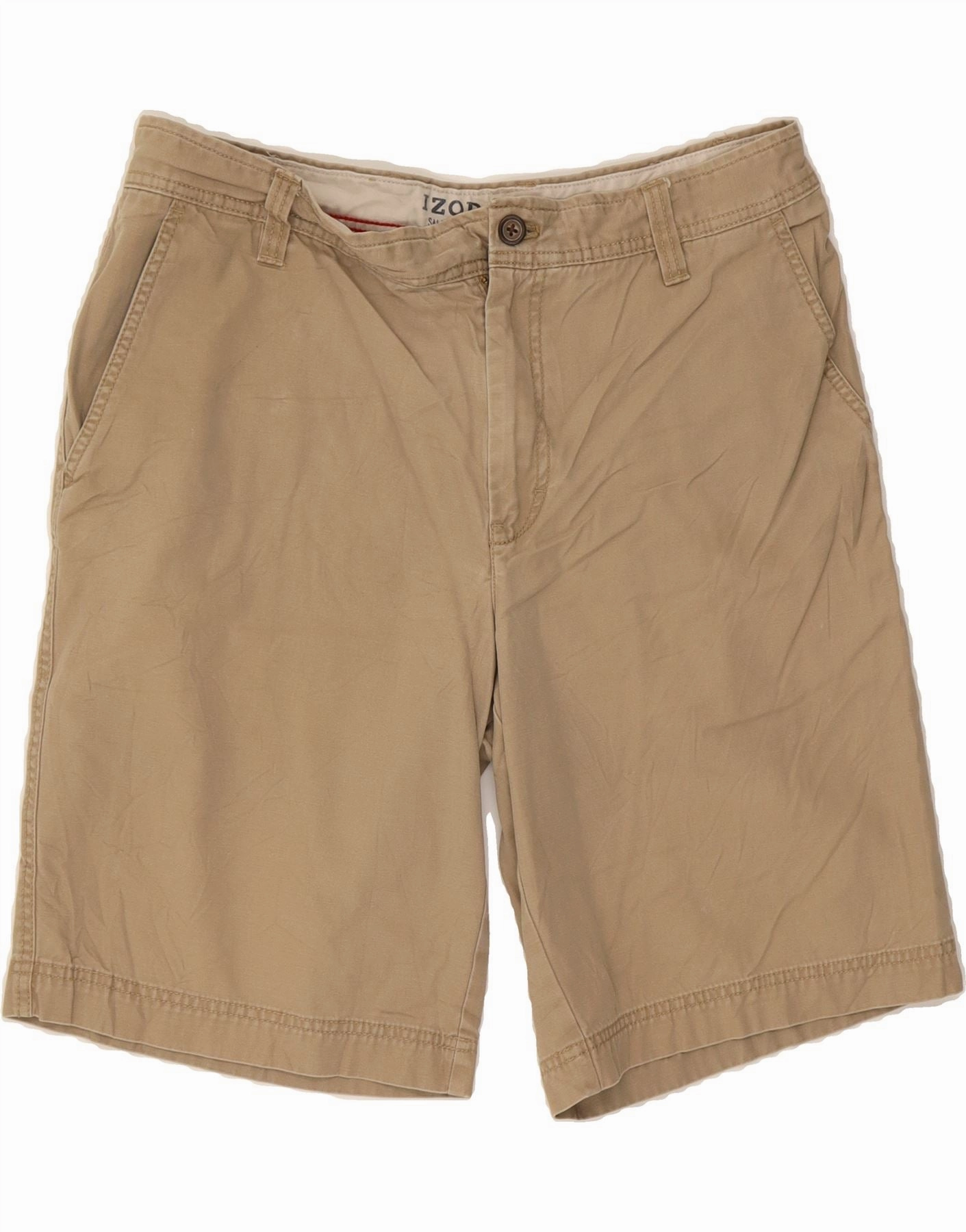 IZOD Mens Chino Shorts W34 Large  Beige Cotton Camouflage Pattern