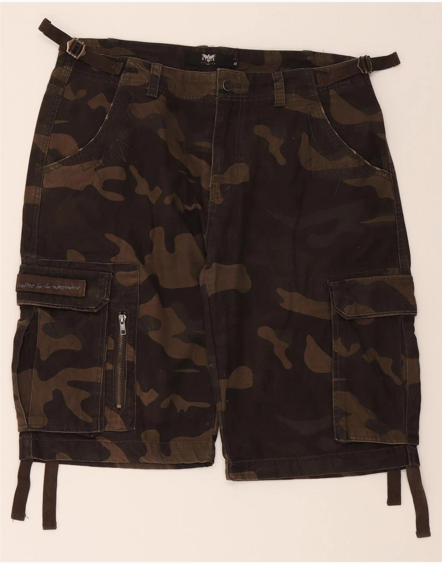 VINTAGE Mens Cargo Shorts XL W38  Brown Camouflage Cotton Relaxed Vibe