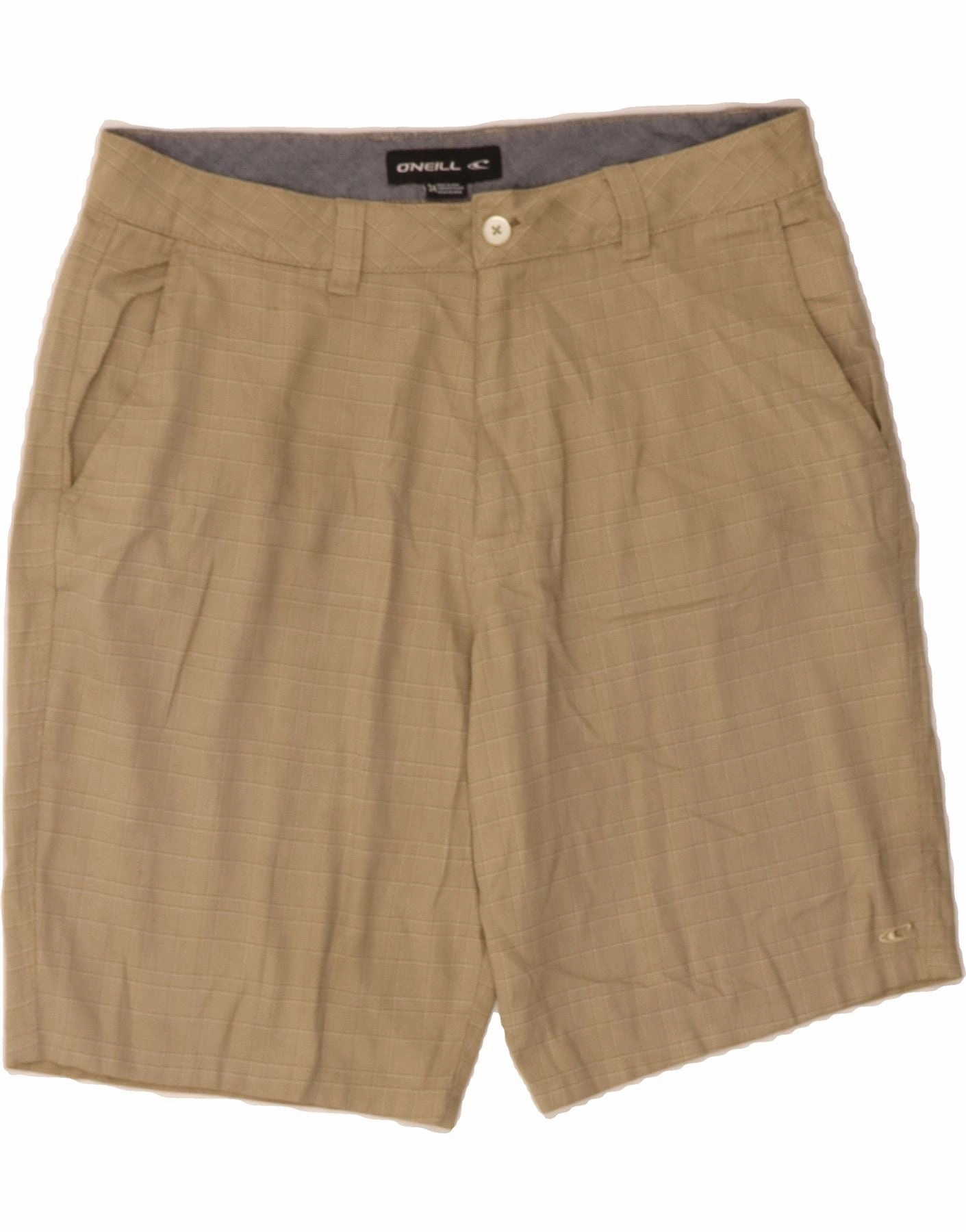 O'NEILL Mens Chino Shorts W34 Large Beige Check Polyester petite size