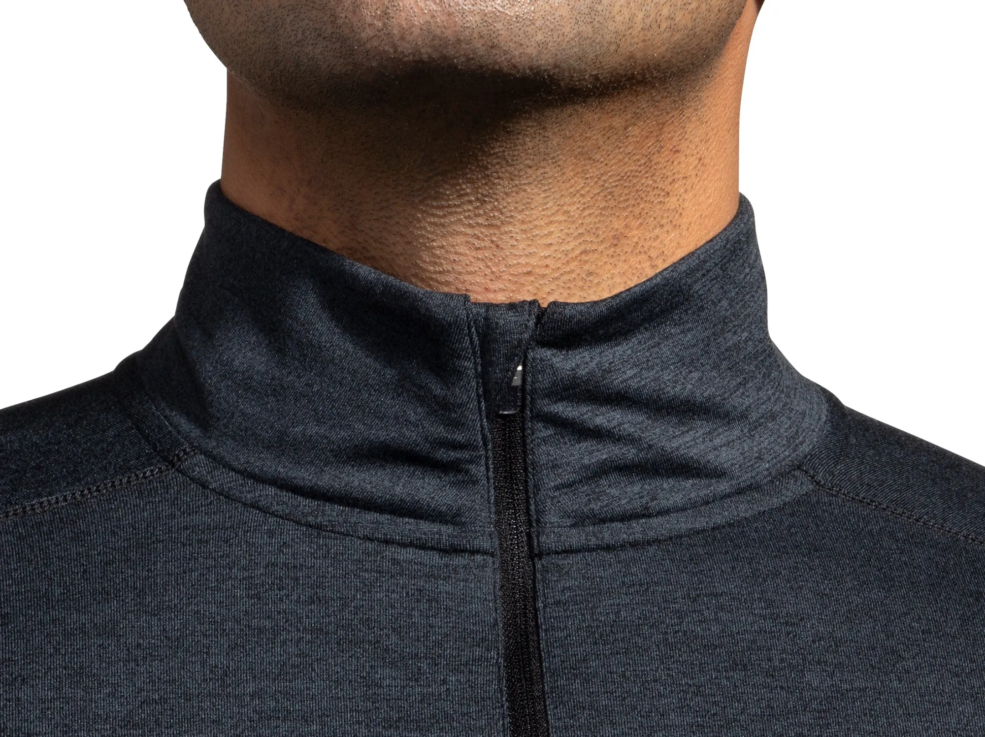 Anti Pilling Fabric Brooks Dash Half Zip Long Sleeve Mens Running Top - Black