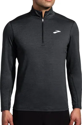 Brooks Dash Half Zip Long Sleeve Mens Running Top - Black Complementary Colors Sustainable