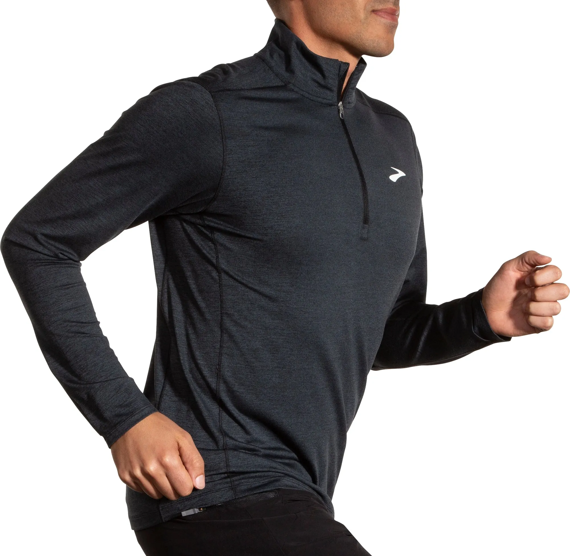 Sporty Style Wear Brooks Dash Half Zip Long Sleeve Mens Running Top - Black