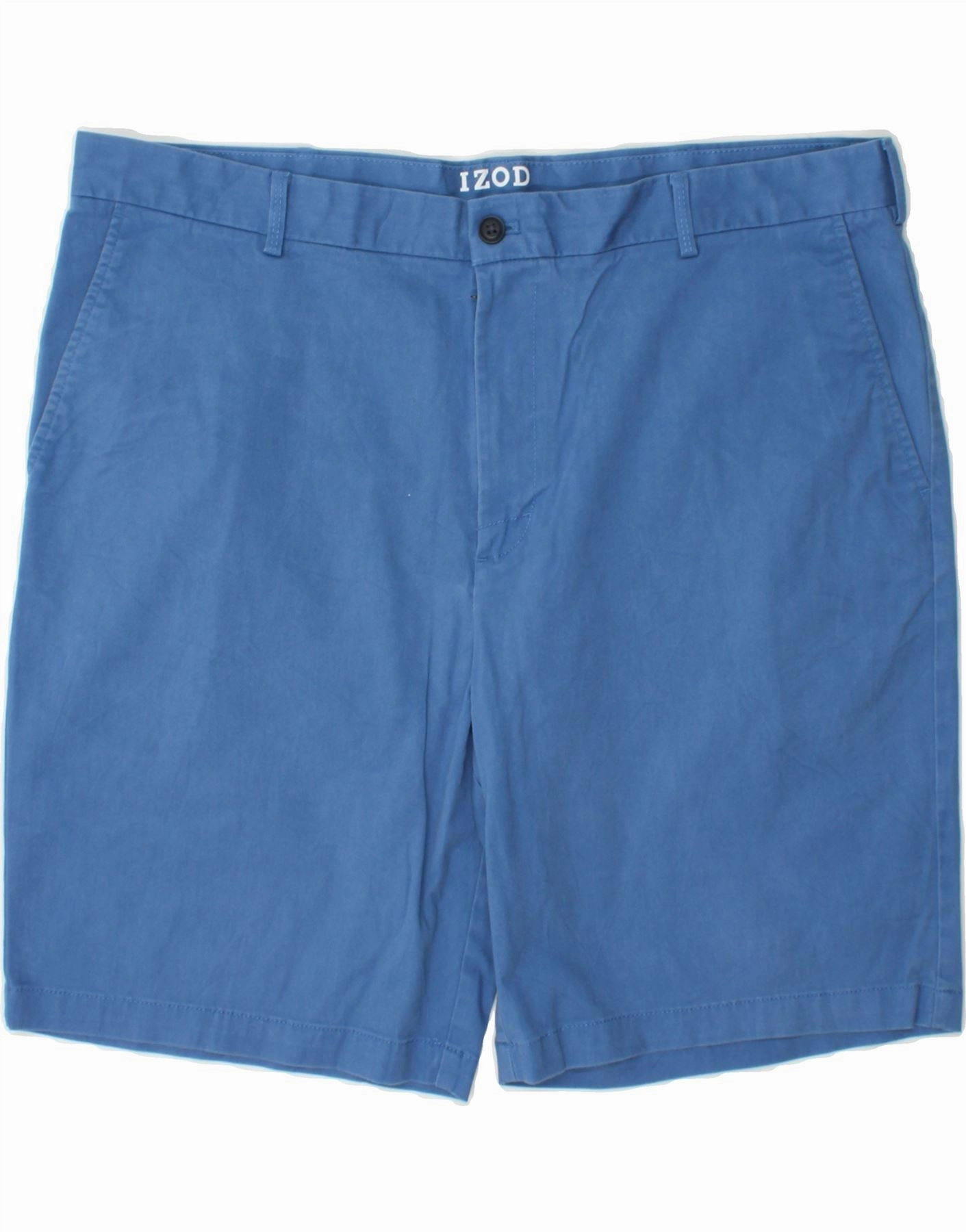 IZOD Mens Chino Shorts W40 XL Blue Cotton Floral Print Abrasion Resistant Hem