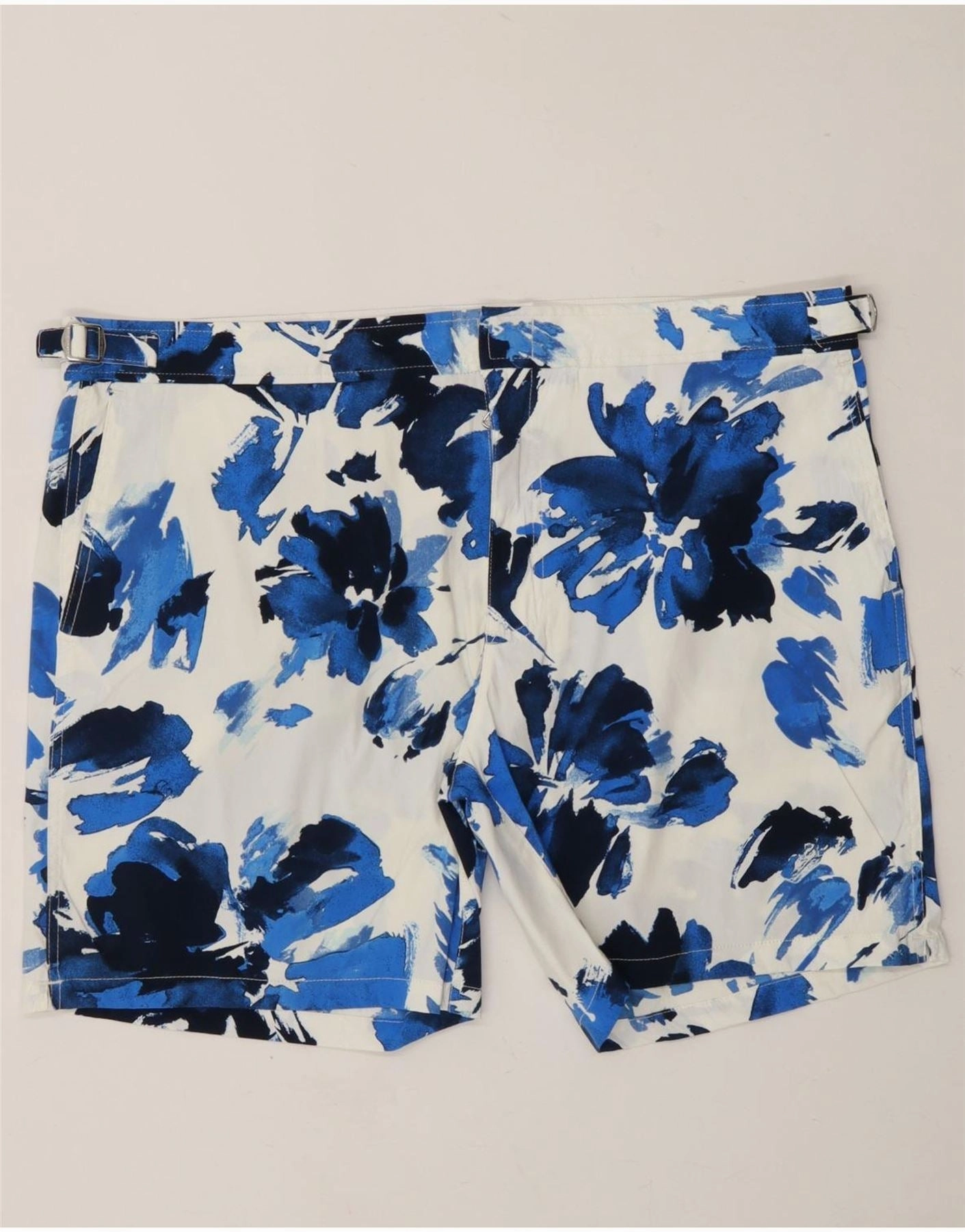 POLO RALPH LAUREN Mens Abstract Pattern Chino Shorts W38 XL White Nylon Relax Fit Comfort