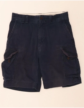 Office Attire Breathable Cut POLO RALPH LAUREN Mens Cargo Shorts W32 Medium  Navy Blue Cotton