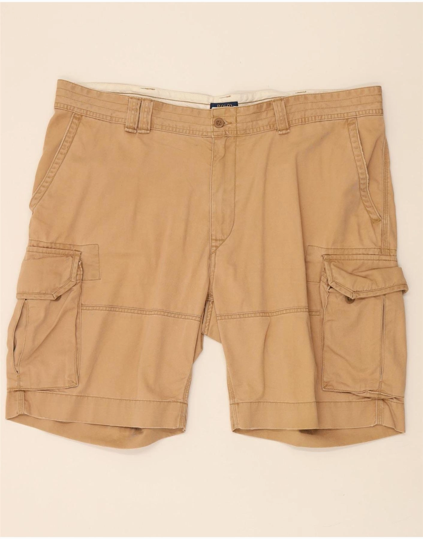 POLO RALPH LAUREN Mens Cargo Shorts W44 2XL Beige Cotton light texture