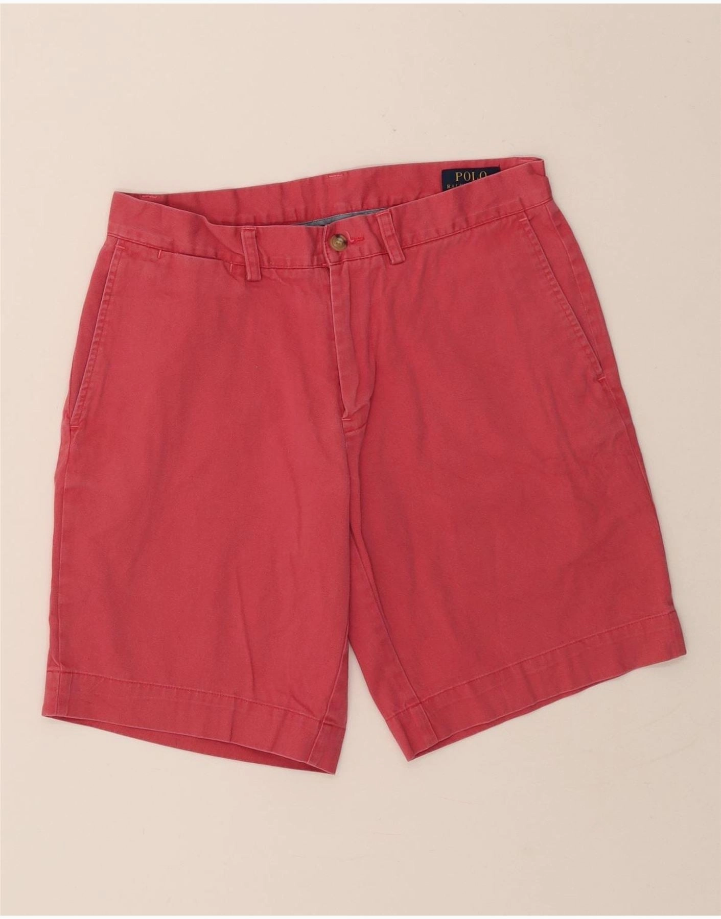 POLO RALPH LAUREN Mens Chino Shorts W30 Medium Red Cotton anti slip grip Running Gear