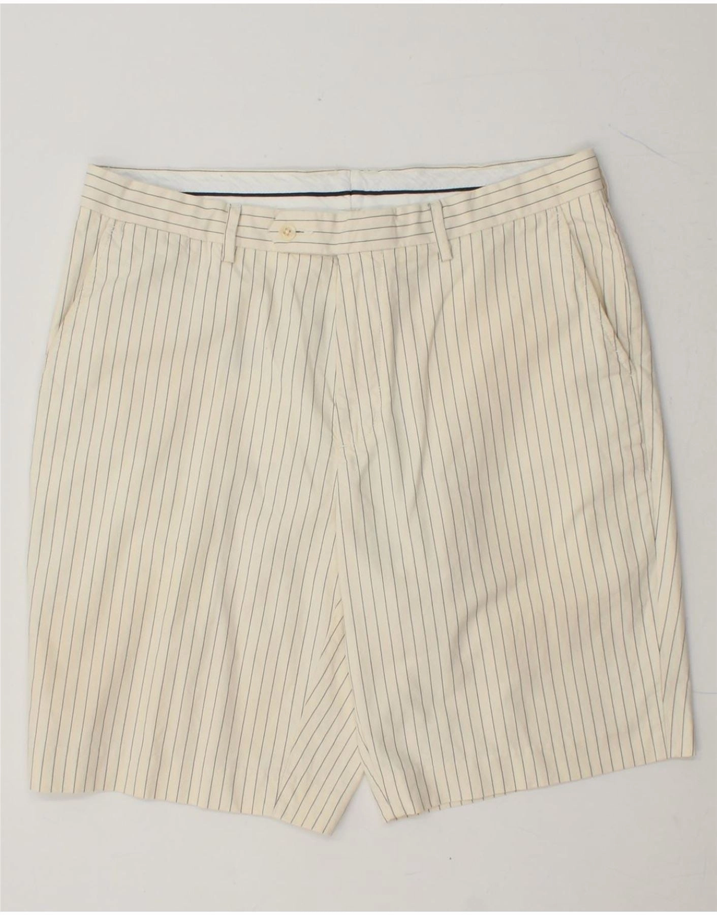 POLO RALPH LAUREN Mens Chino Shorts W38 XL Off White Pinstripe Cotton Casual Fit Wear Comfort Layer Wear