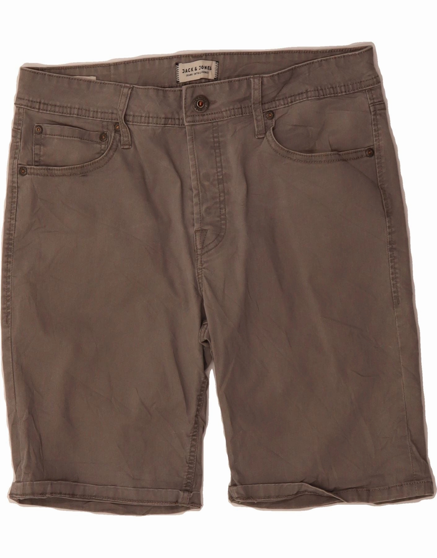 JACK & JONES Mens Comfort Fit Casual Shorts W34 Large  Grey Cotton Stretch Fit Design