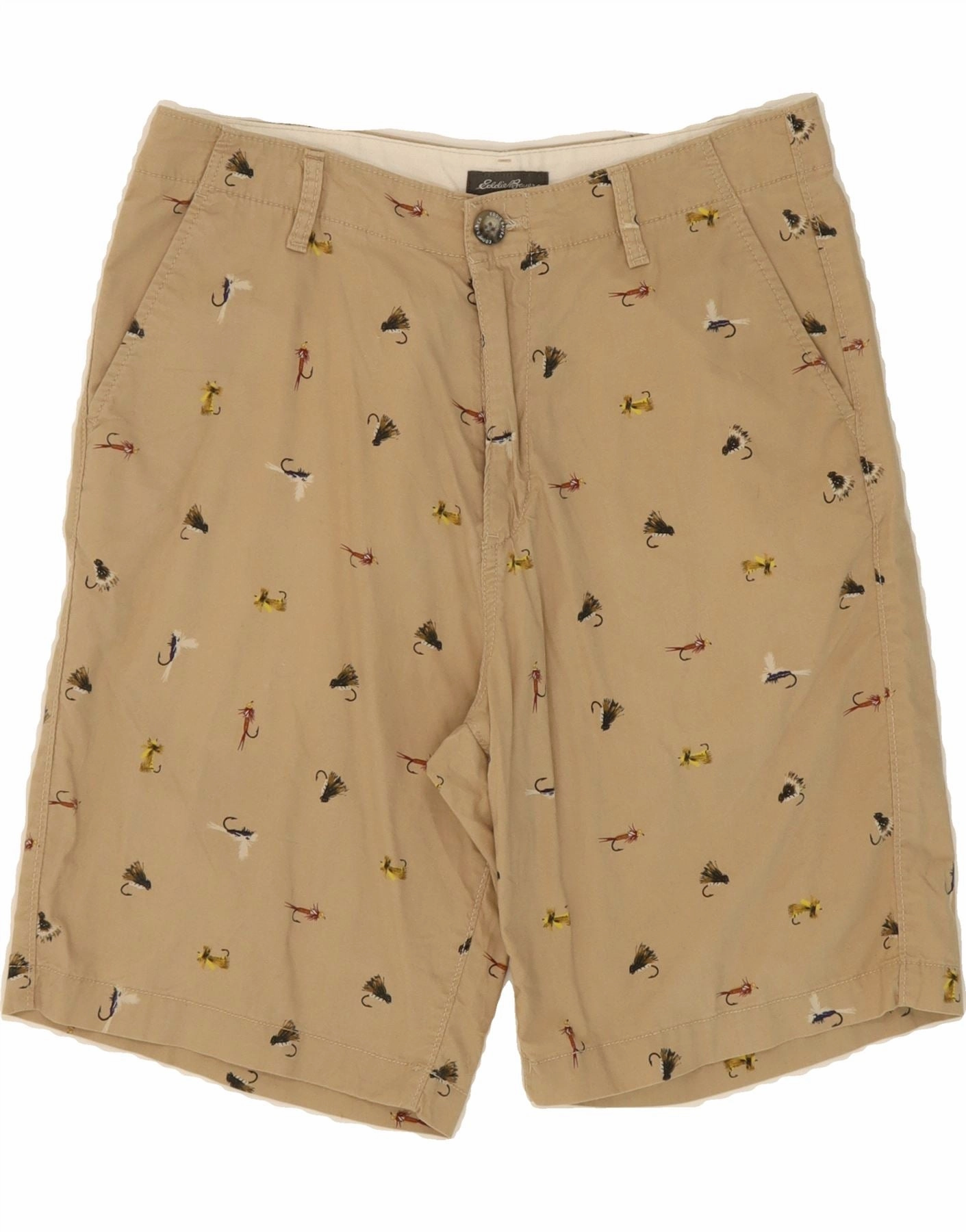 Polyester shorts EDDIE BAUER Mens Abstract Pattern Chino Shorts W32 Medium  Beige Cotton