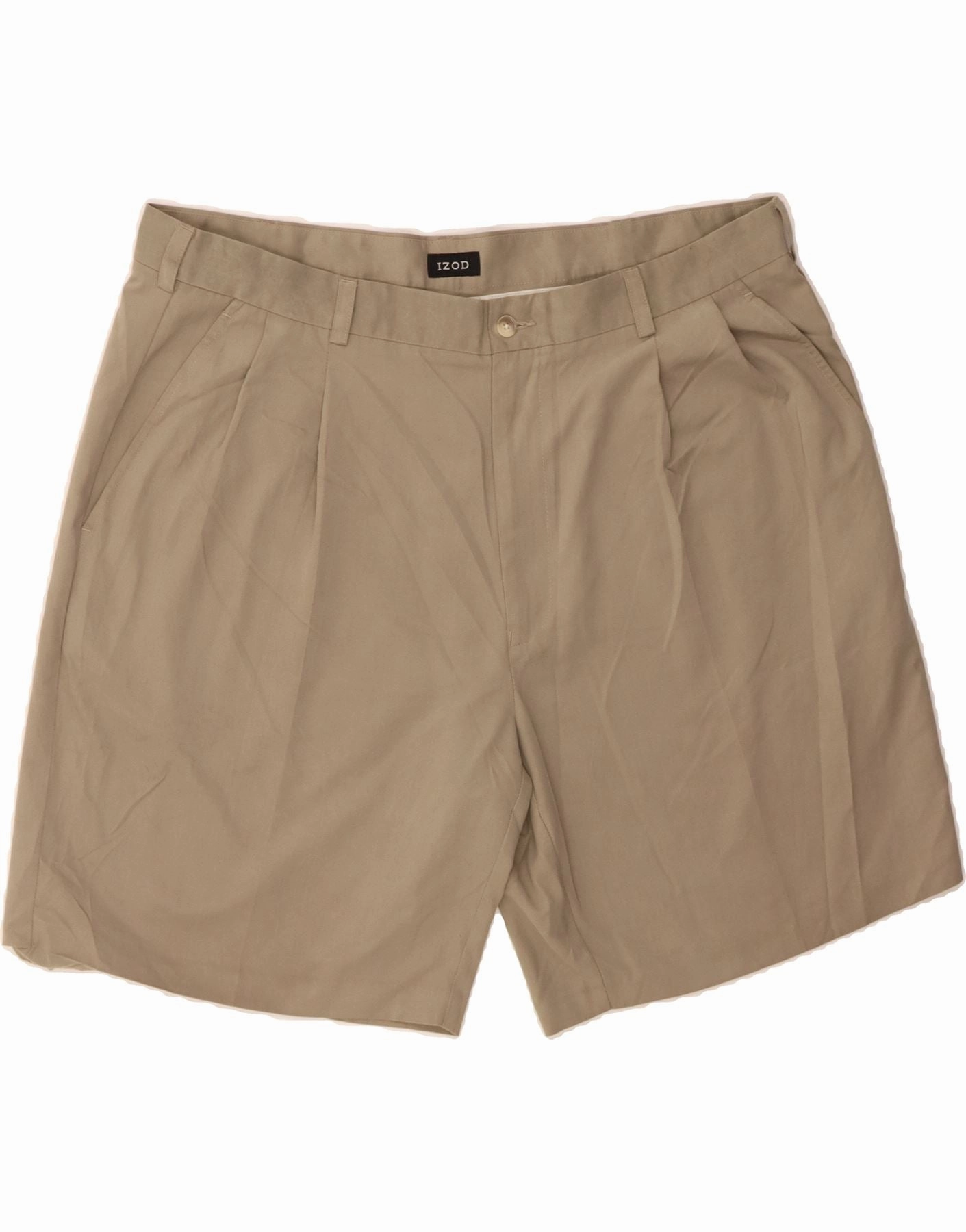 IZOD Mens Pegged Chino Shorts W40 XL Beige Polyester UPF Sun Protection ReflectiveAccents