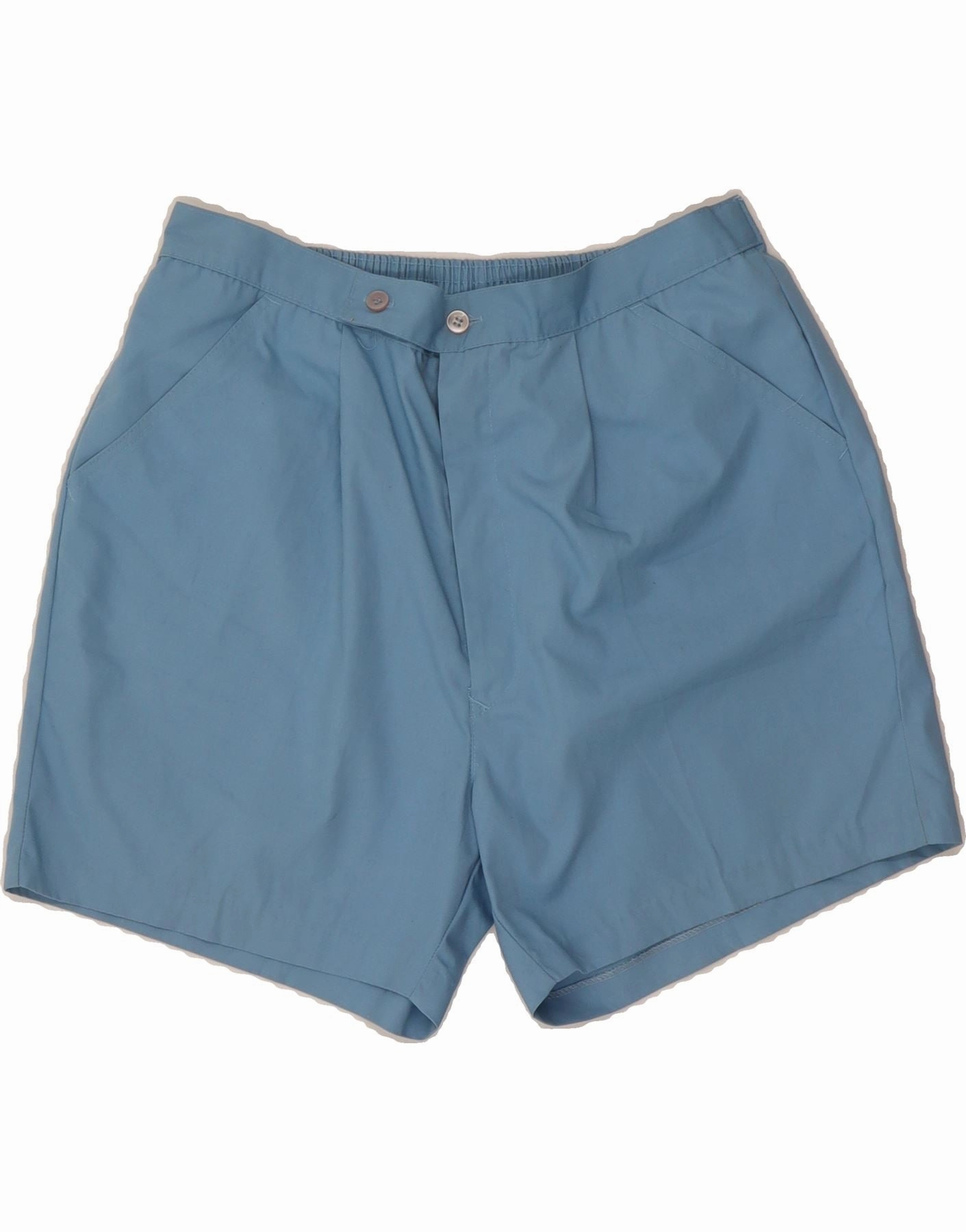 VINTAGE Mens Chino Shorts W32 Medium  Blue Polyester ribbed texture