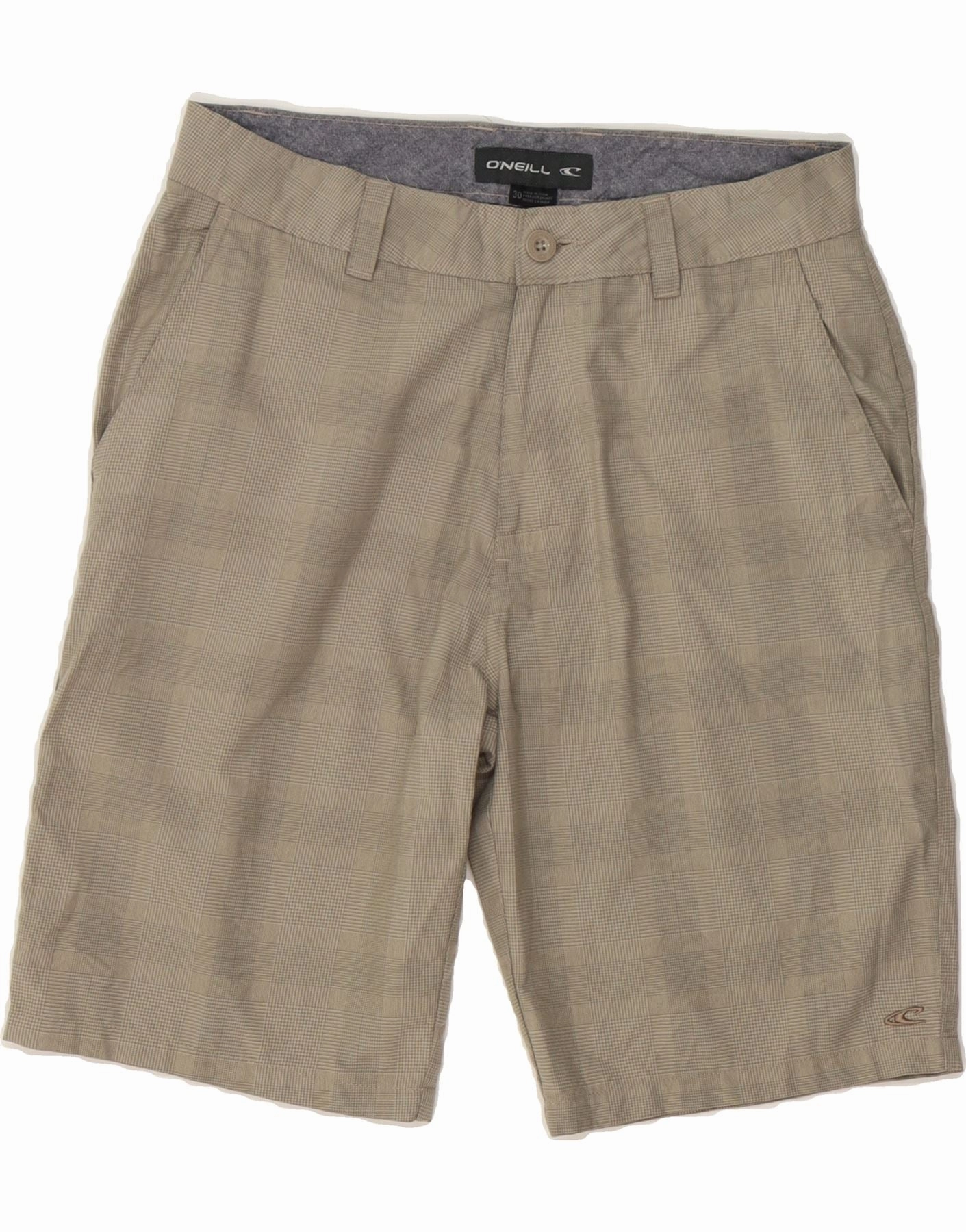 Slimming Effect Comfort Cushion O'NEILL Mens Chino Shorts W30 Medium Grey Check Polyester