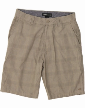 Slimming Effect Comfort Cushion O'NEILL Mens Chino Shorts W30 Medium Grey Check Polyester