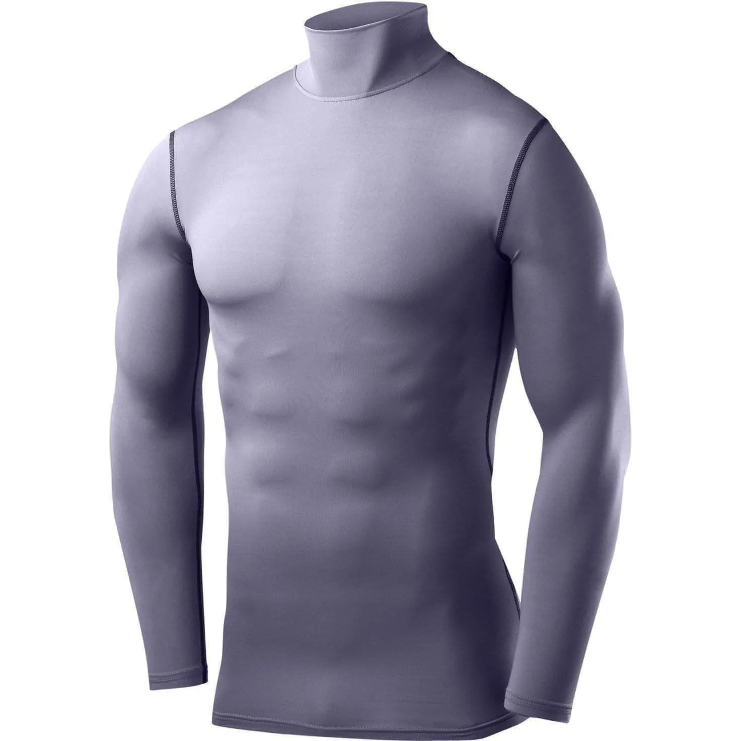TCA PowerLayer Long Sleeve Mock Mens Compression Top - Grey glasses venue