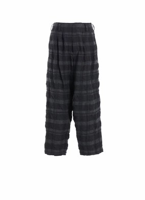 Casual Performance FULLING FINISHED SHADOW CHECK 3-TUCK WIDE TROUSERS
