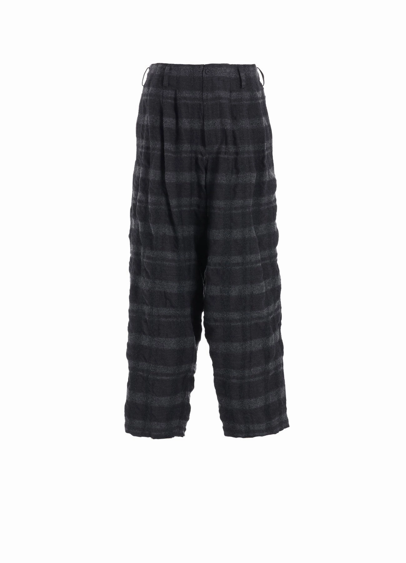 Casual Performance FULLING FINISHED SHADOW CHECK 3-TUCK WIDE TROUSERS