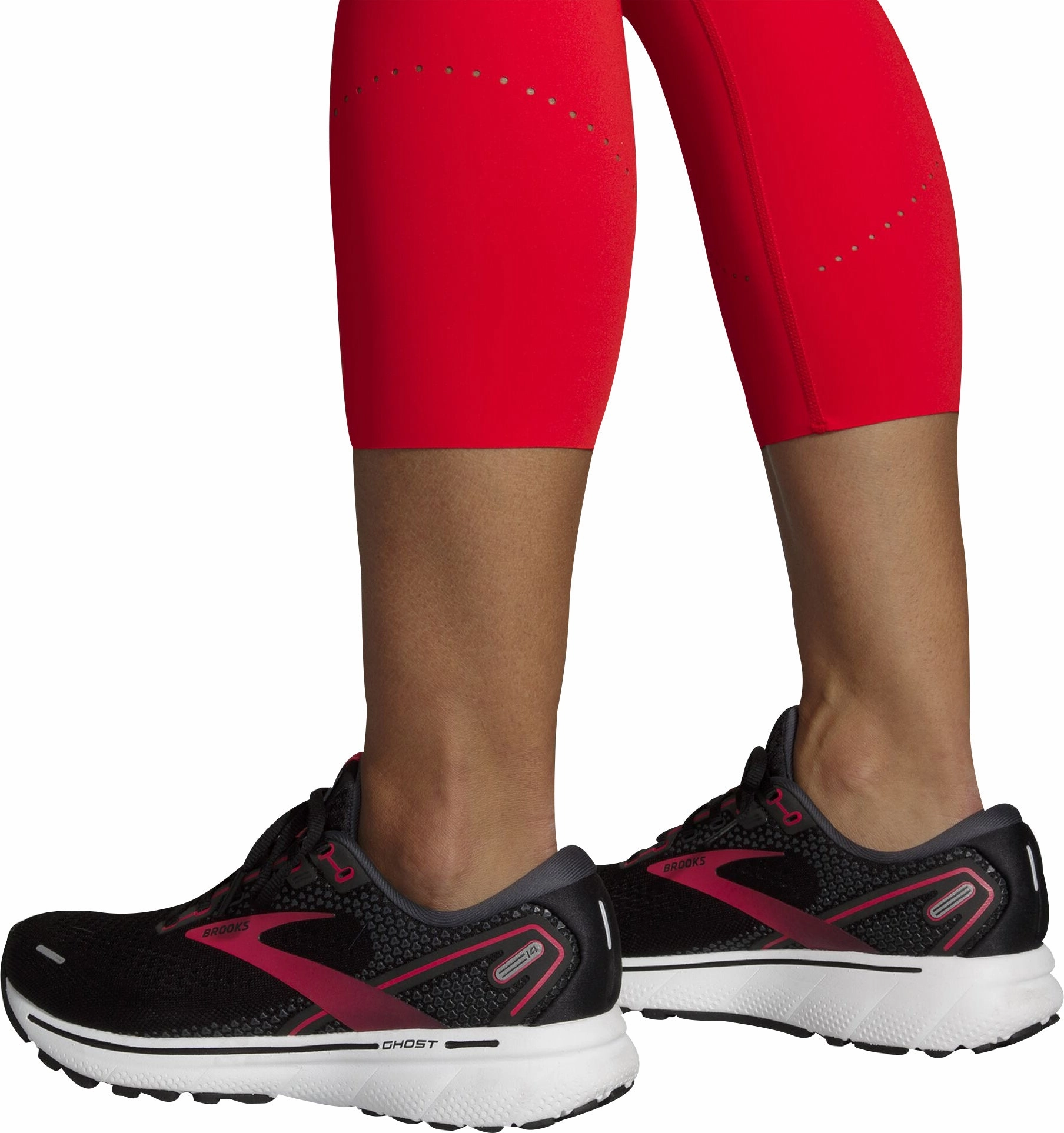 Brooks Method 3/4 Capri Womens Running Tights - Red Tight Movement
