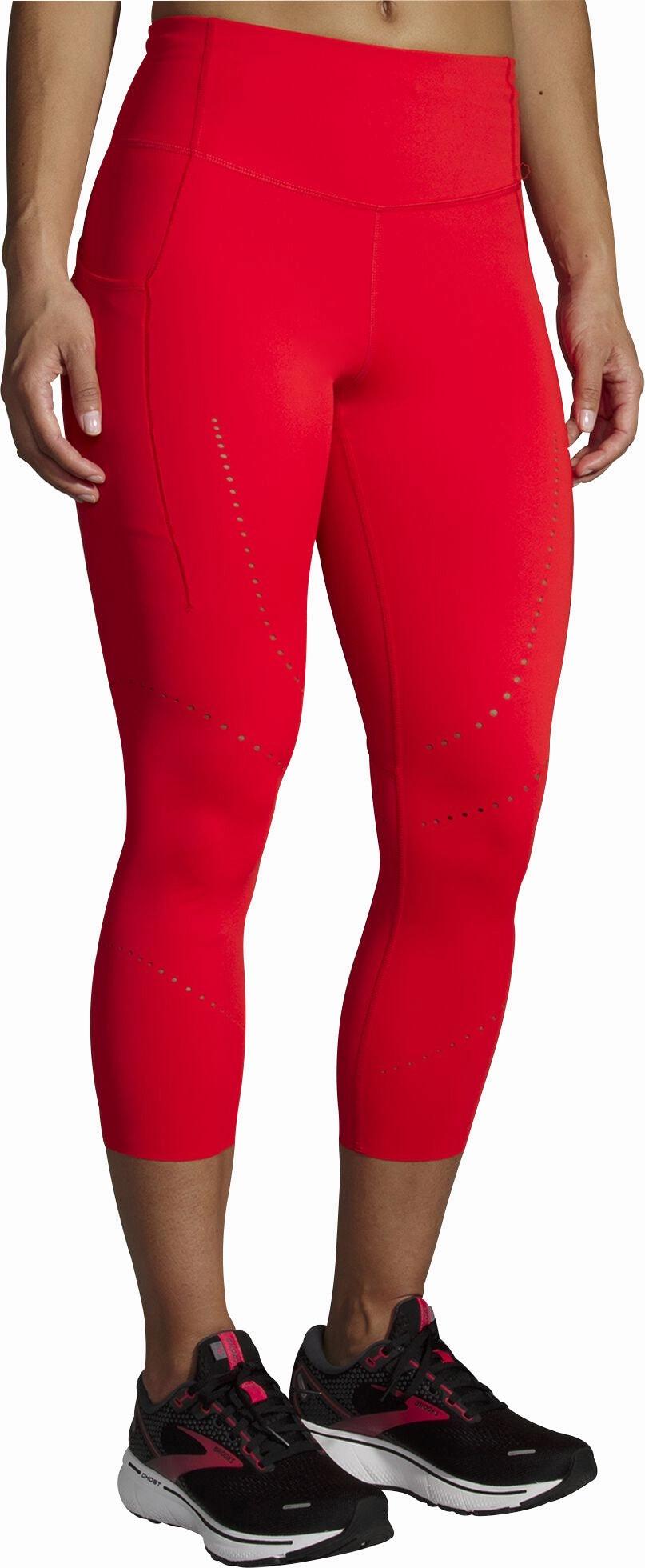 Brooks Method 3/4 Capri Womens Running Tights - Red Lifestyle Ready