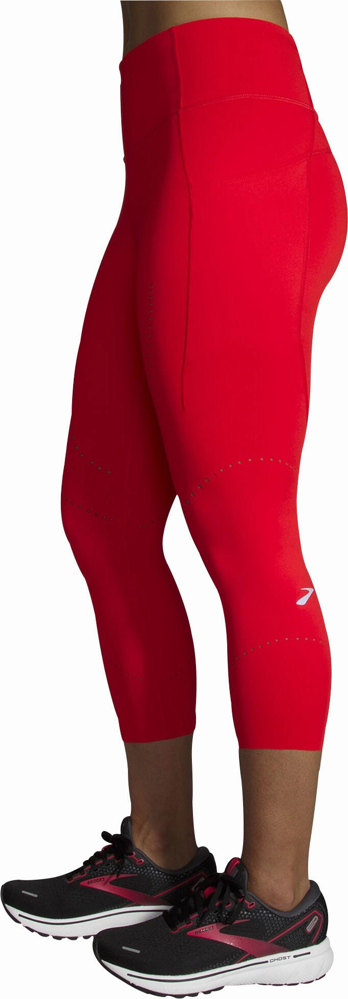 Cozy Wearable Brooks Method 3/4 Capri Womens Running Tights - Red