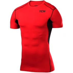 TCA HyperFusion Short Sleeve Mens Compression Top - Red Weekend Outfit Fun Style