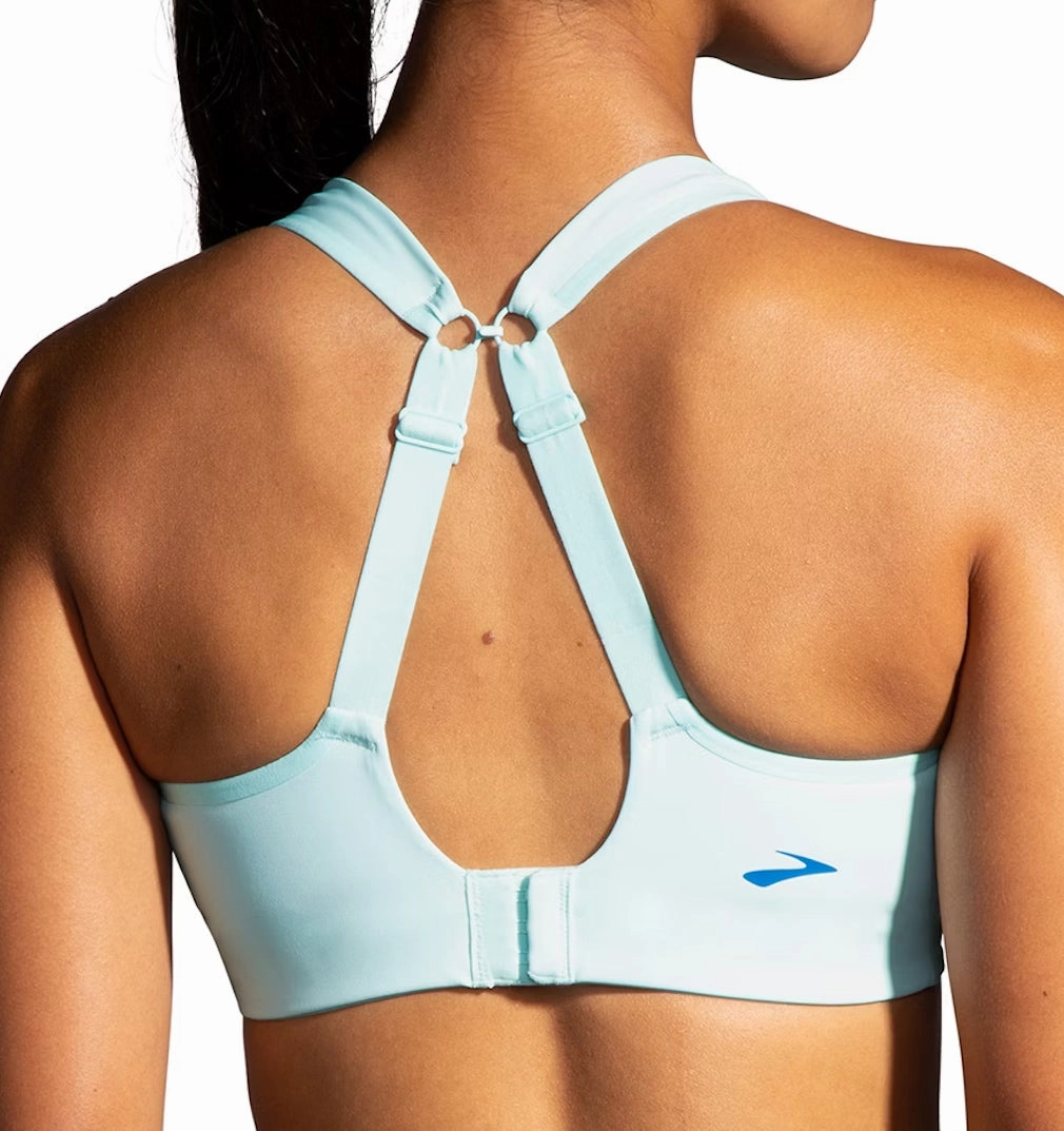 Tasseled edges seams Zipped seams Brooks Drive Convertible Run Womens Sports Bra - Blue