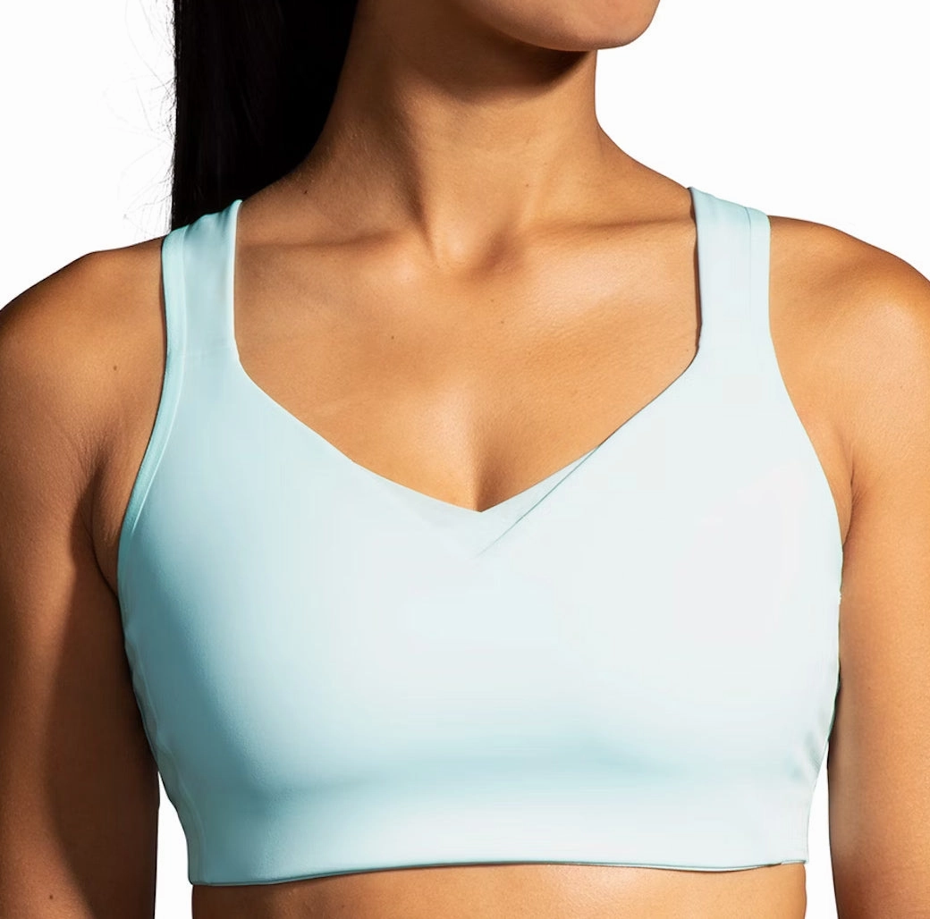 Brooks Drive Convertible Run Womens Sports Bra - Blue Cap-sleeved seams Slim fit seams