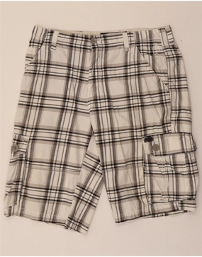 Sporty Stretch Fit Lightweight Fabric PROTEST Mens Cargo Shorts XL W38  White Check Cotton