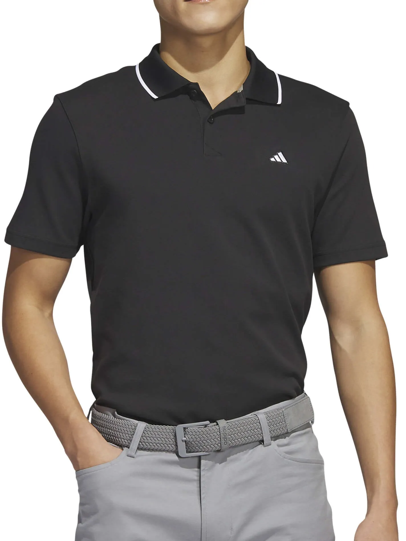 adidas Go To Pique Short Sleeve Mens Golf Polo Shirt - Black thermal