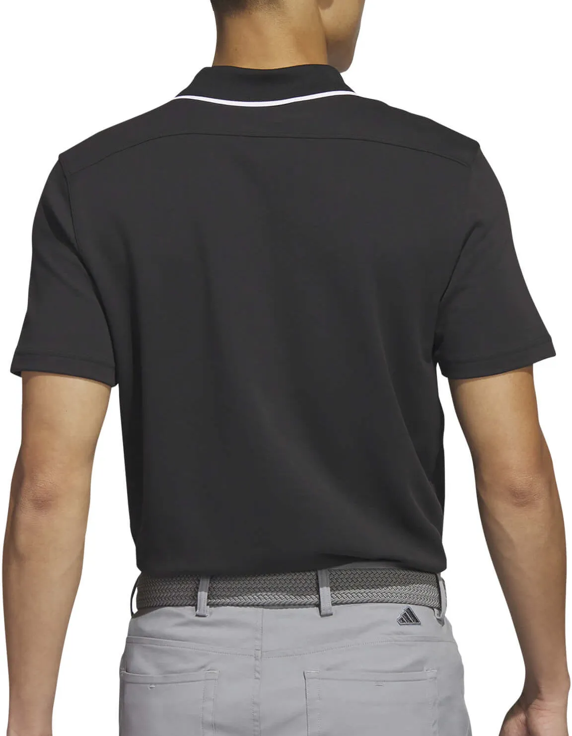 adidas Go To Pique Short Sleeve Mens Golf Polo Shirt - Black Playful Design Light Layer