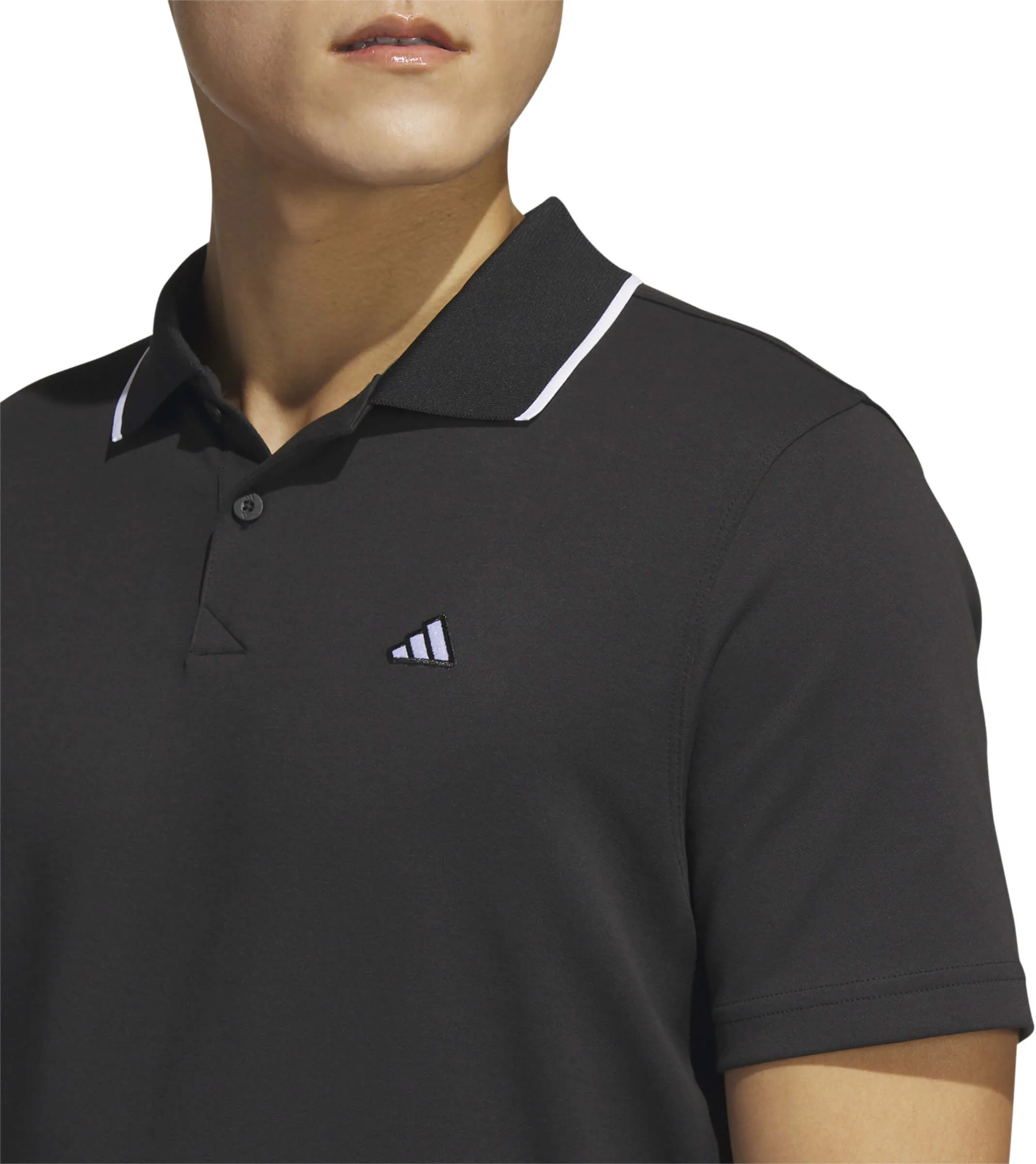 adidas Go To Pique Short Sleeve Mens Golf Polo Shirt - Black Trendy Basics Bold Style