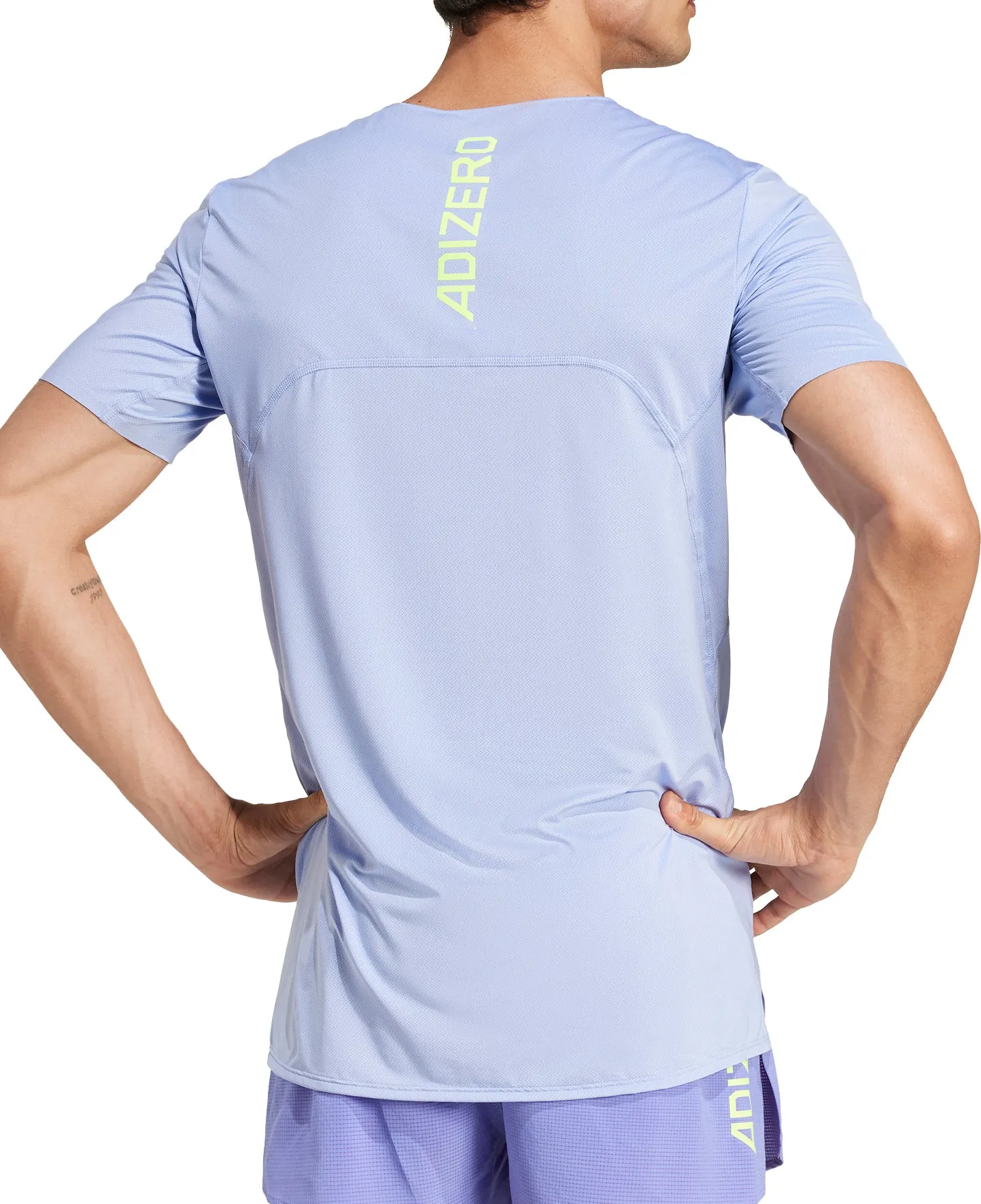 Ultra Soft Blend Modern and Soft adidas Adizero Short Sleeve Mens Running Top - Blue