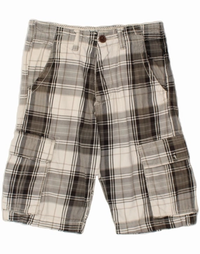 school clothing PULL & BEAR Mens Cargo Shorts W29 Small  Grey Check Cotton