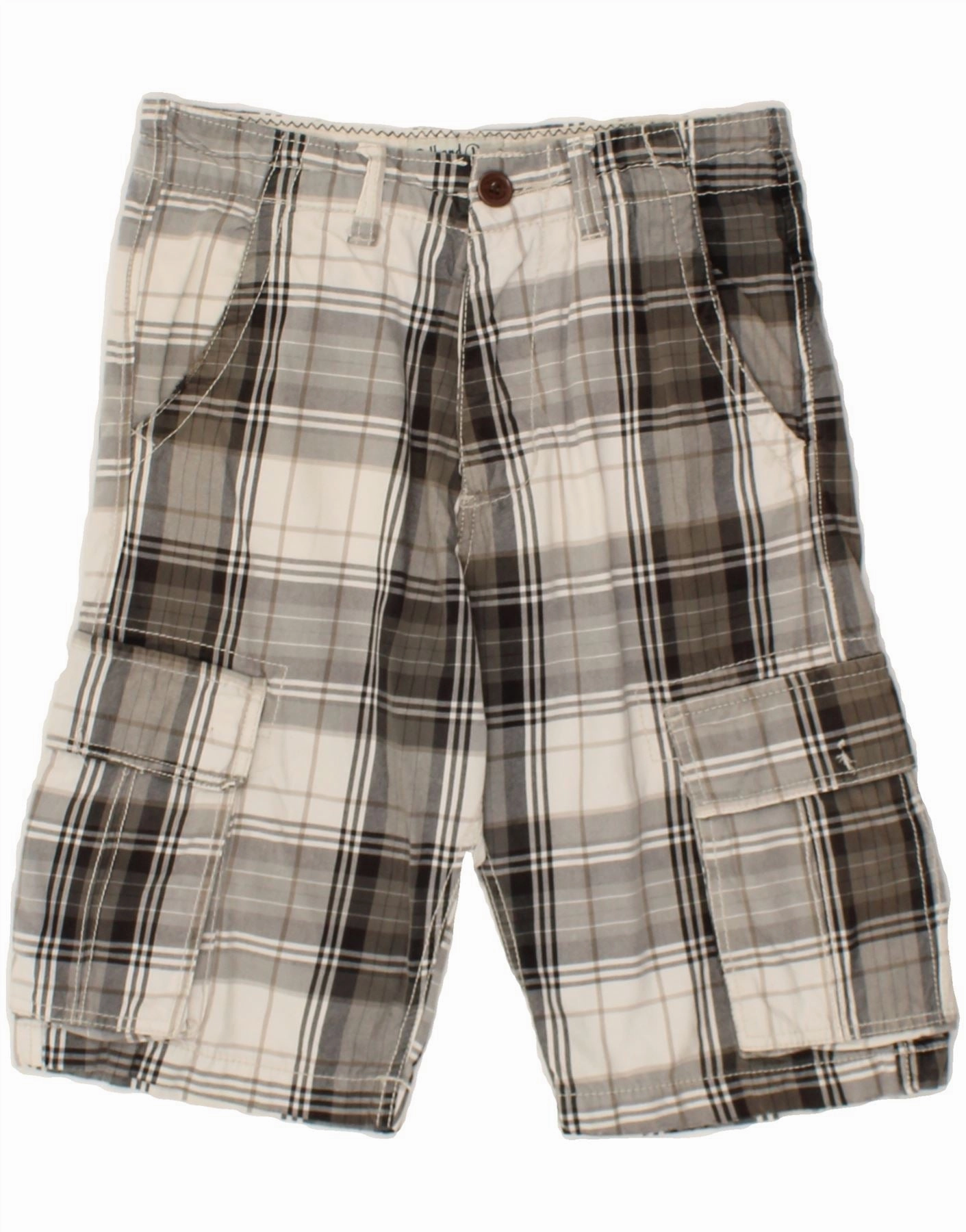 school clothing PULL & BEAR Mens Cargo Shorts W29 Small  Grey Check Cotton